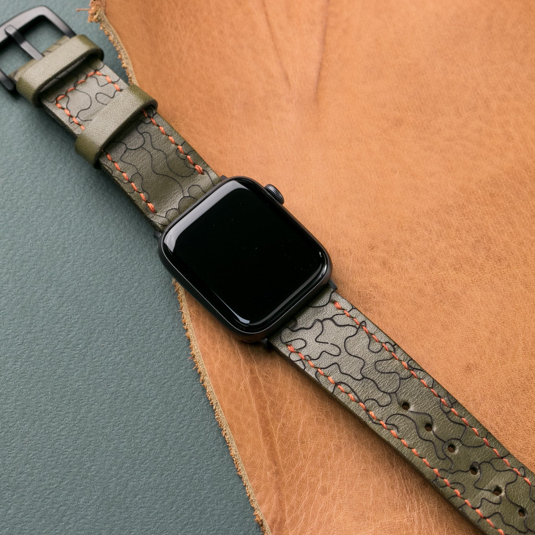 Veg-Tan Leather Apple Watch Strap Camouflage