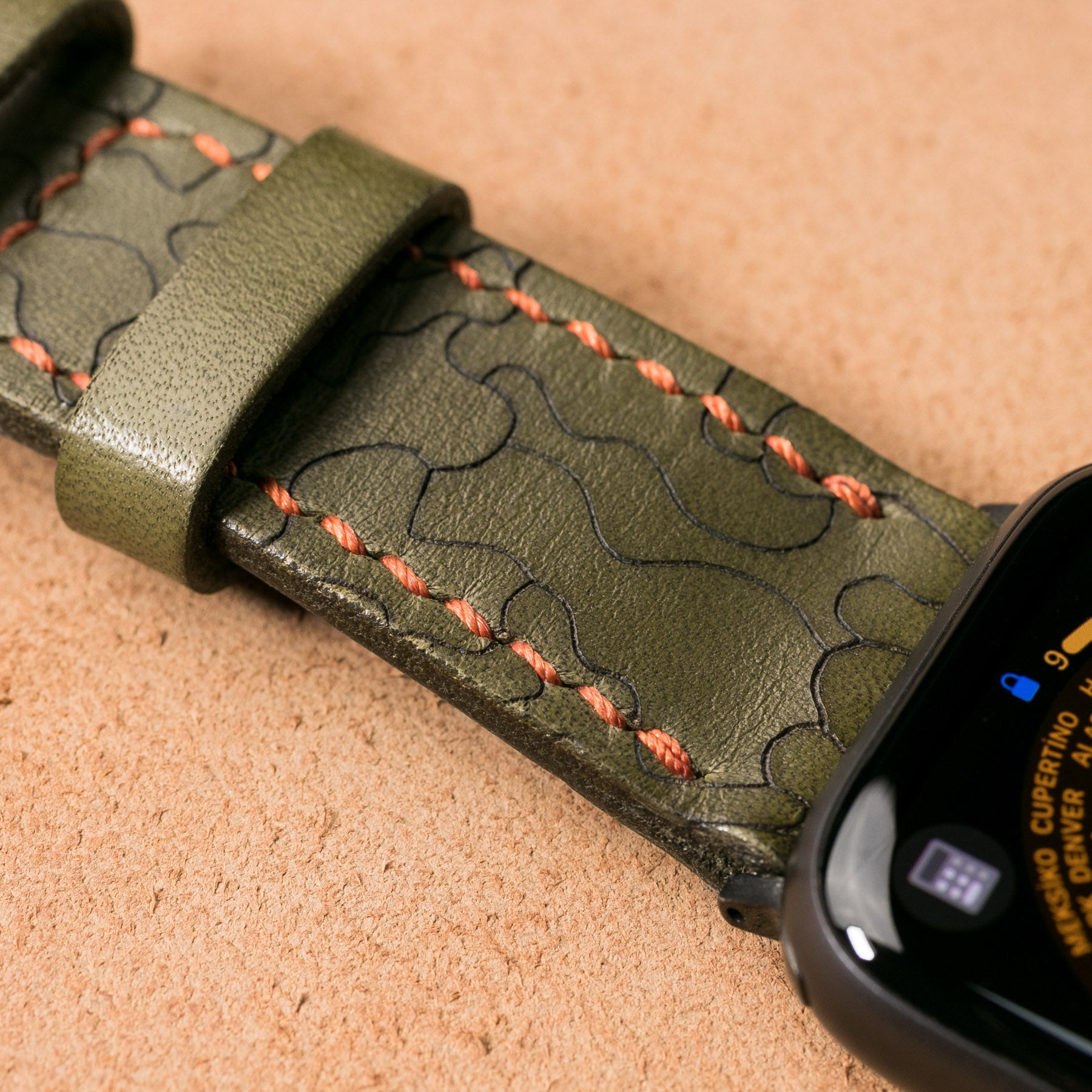 Veg-Tan Leather Apple Watch Strap Camouflage