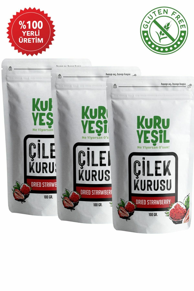 Kuru Yeşil Local Natural Dried Strawberry 100 g 3 Pack 