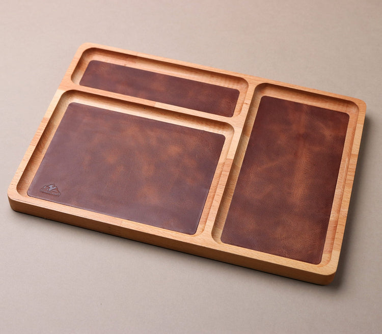 Leather Wood Tray