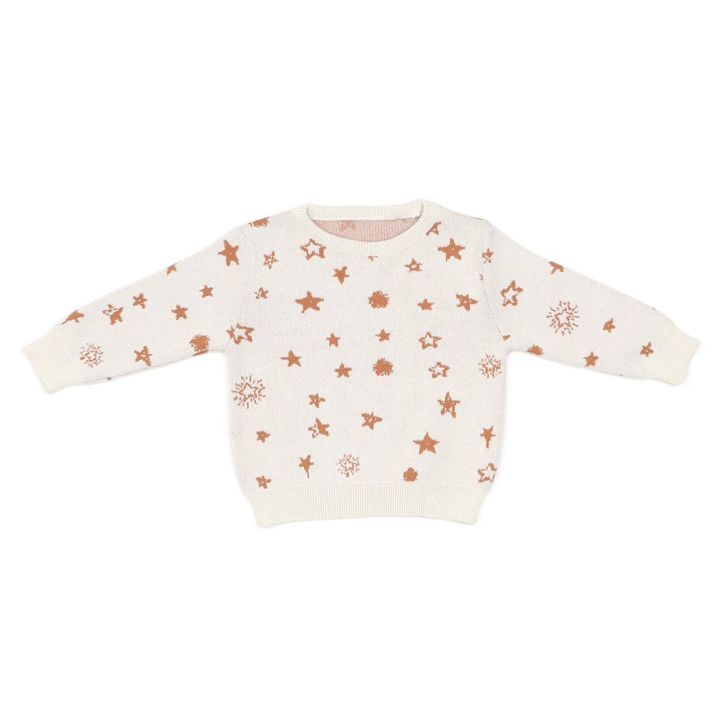 Patterned Organic Cotton Baby and Kids Sweater Cream
