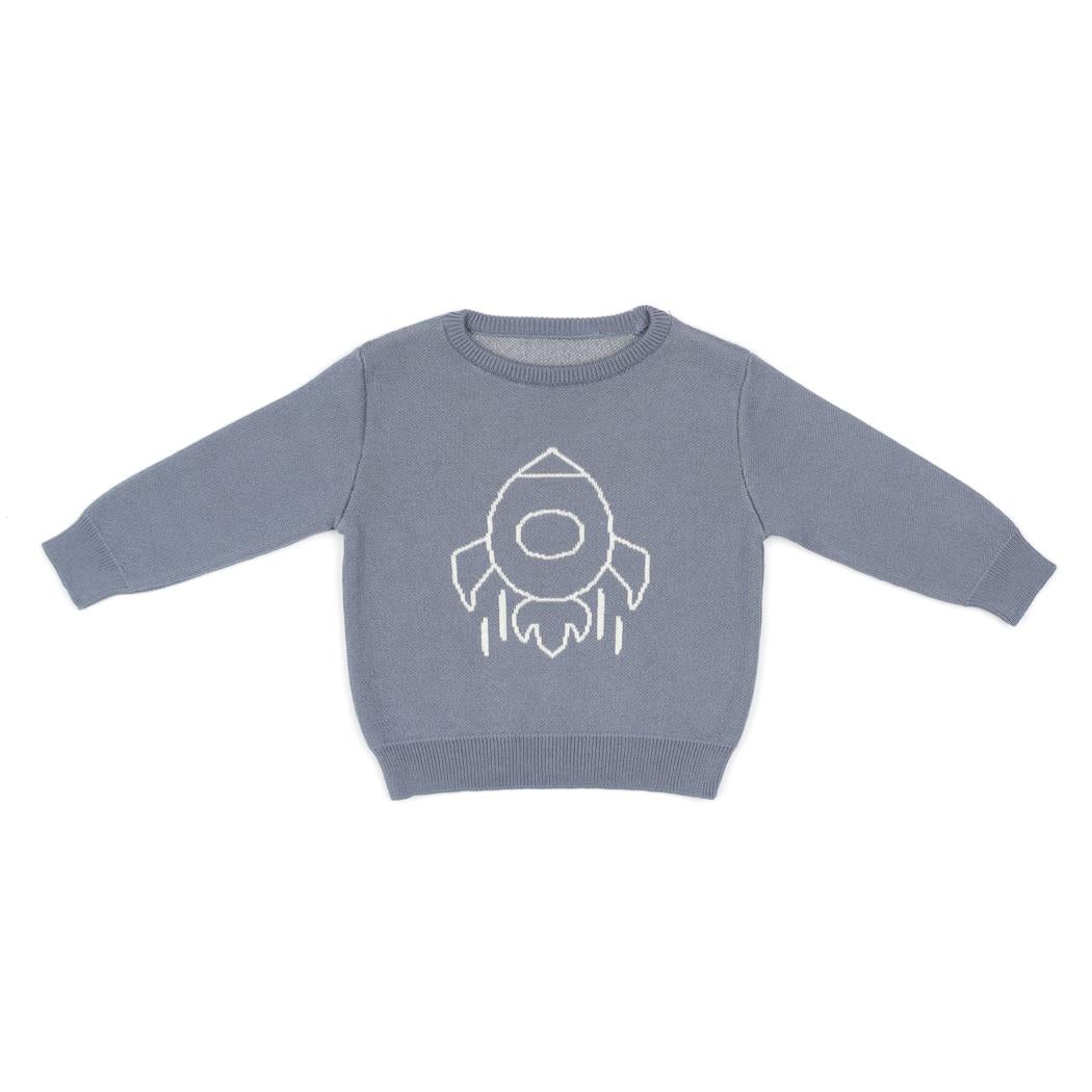 Patterned Organic Cotton Baby and Kids Sweater Blue
