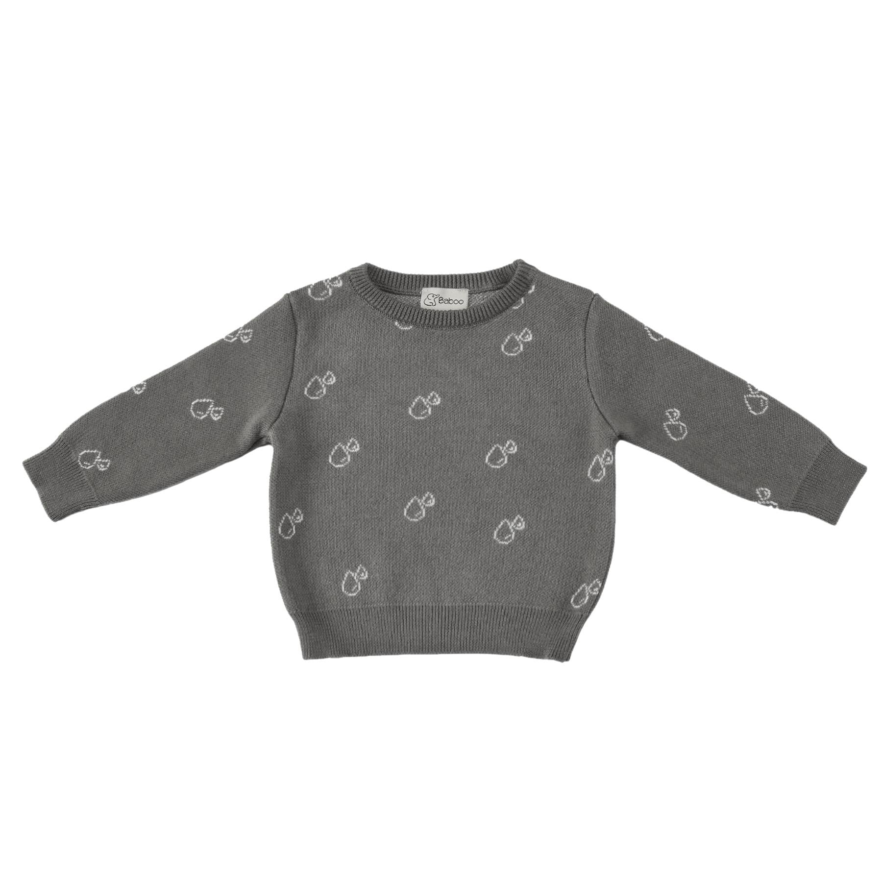 Patterned Organic Cotton Baby and Kids Sweater Gray