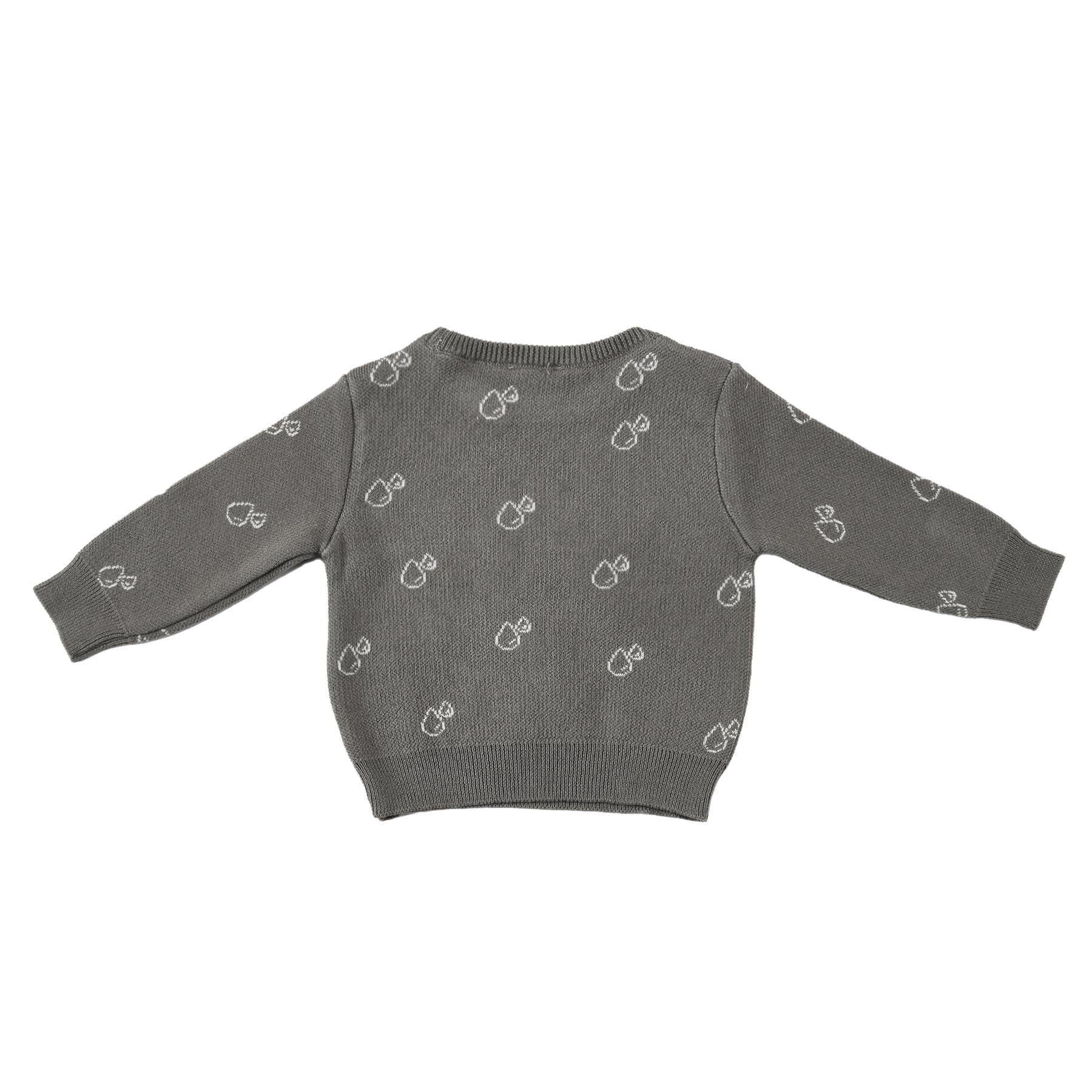 Patterned Organic Cotton Baby and Kids Sweater Gray