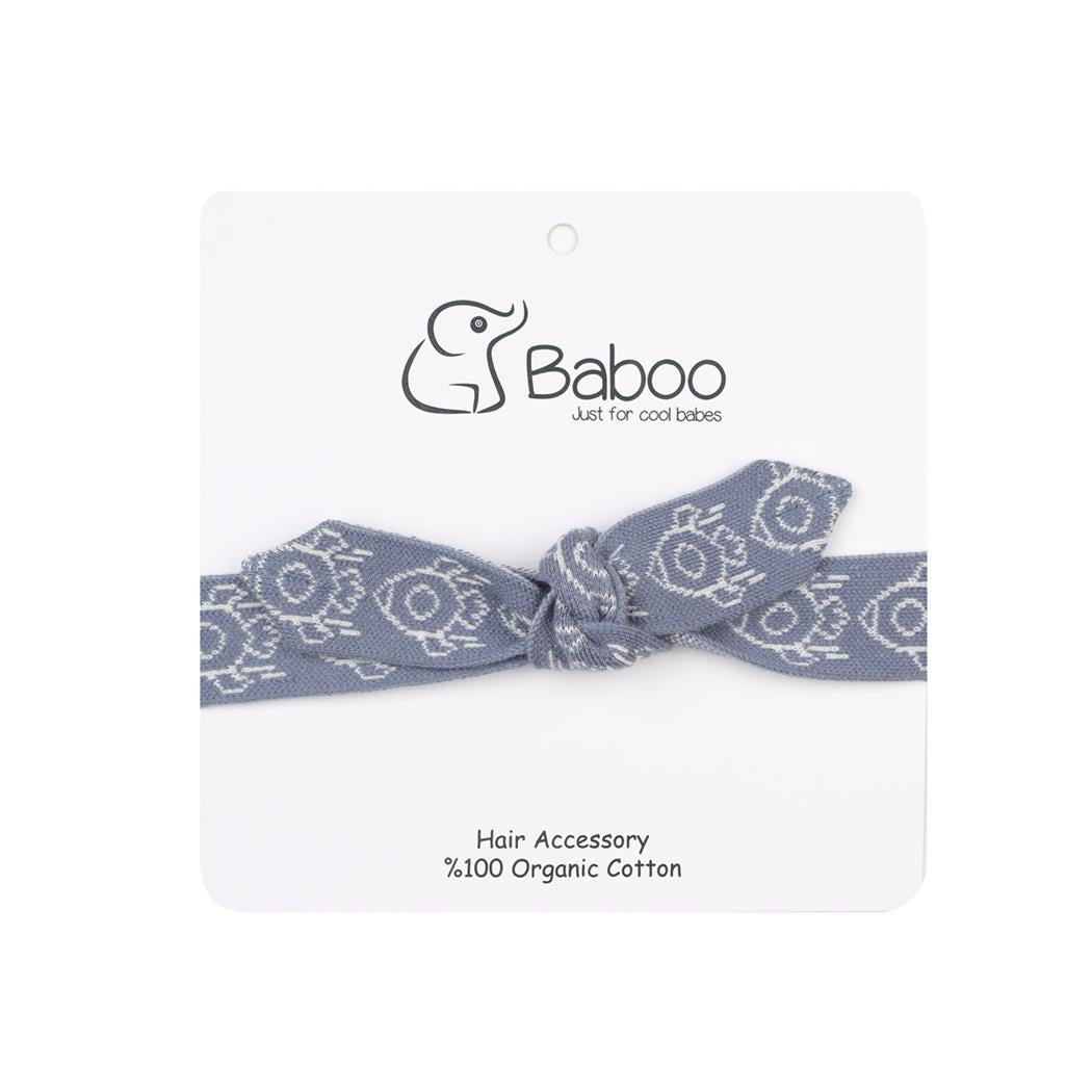Patterned Organic Cotton Baby Knitted Hair Band Blue