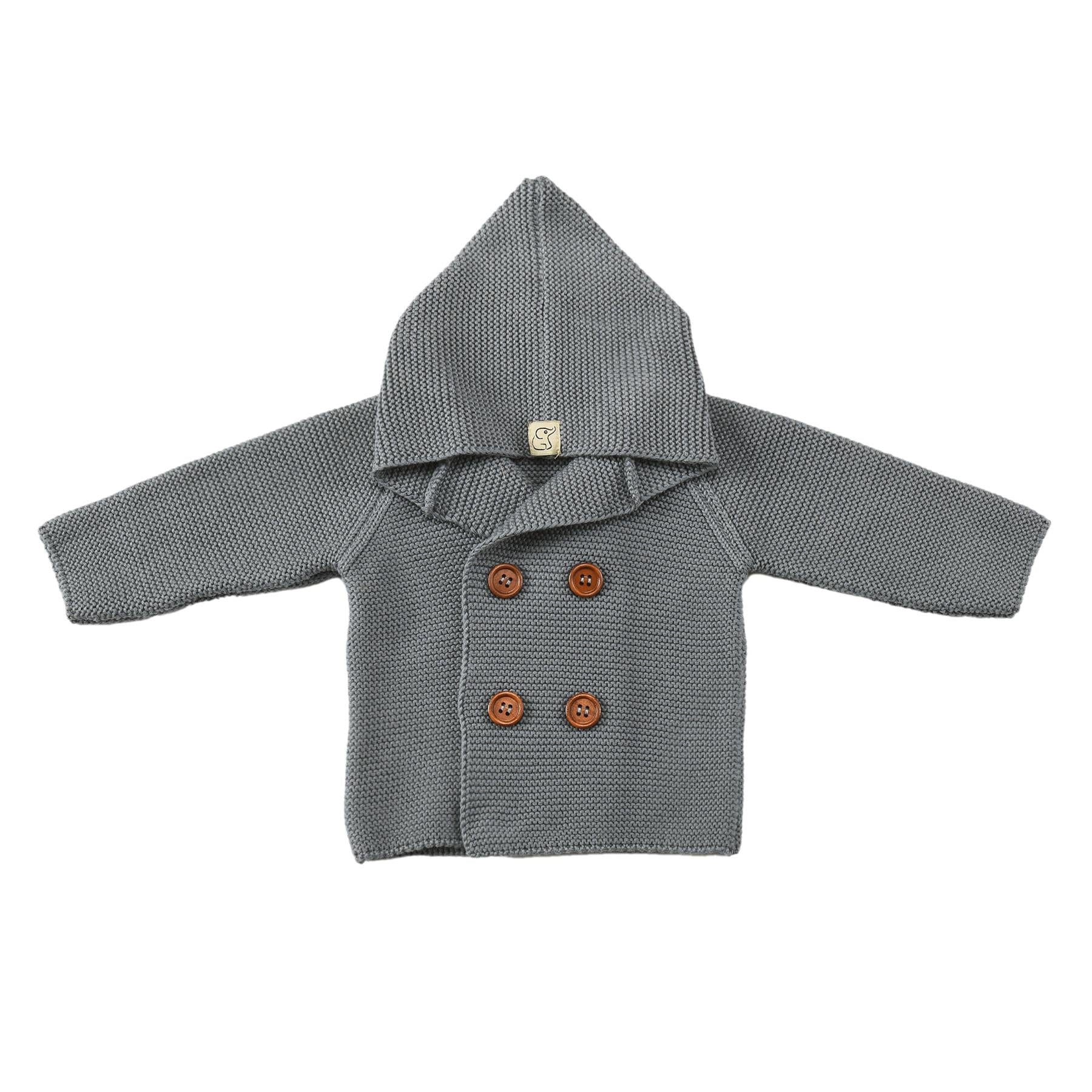 Double Breasted Hooded Cardigan Pants Socks Gift Set Gray - EFENDINA PAZAR - BABOO - 8691810009851