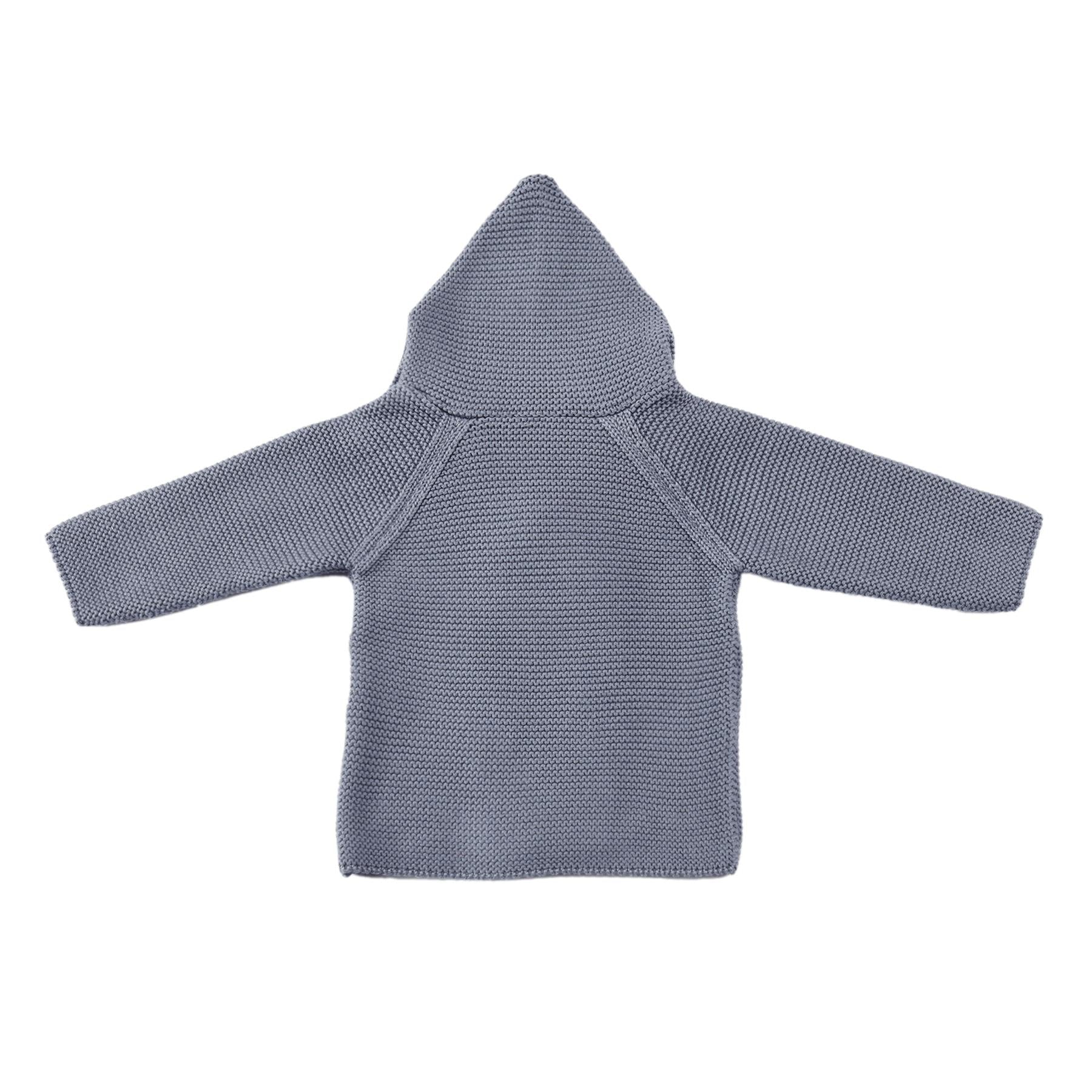 Double Breasted Hooded Organic Cotton Baby and Kids Cardigan Blue - EFENDINA PAZAR - BABOO - 8691810001244