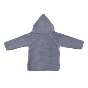 Double Breasted Hooded Organic Cotton Baby and Kids Cardigan Blue - EFENDINA PAZAR - BABOO - 8691810001244
