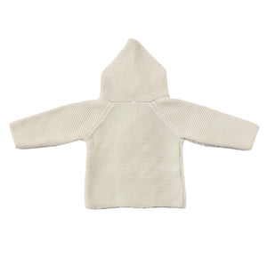 Double Breasted Hooded Organic Cotton Baby and Kids Cardigan Cream - EFENDINA PAZAR - BABOO - 8691810000087