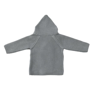Double Breasted Hooded Organic Cotton Baby and Kids Cardigan Gray - EFENDINA PAZAR - BABOO - 8691810001343
