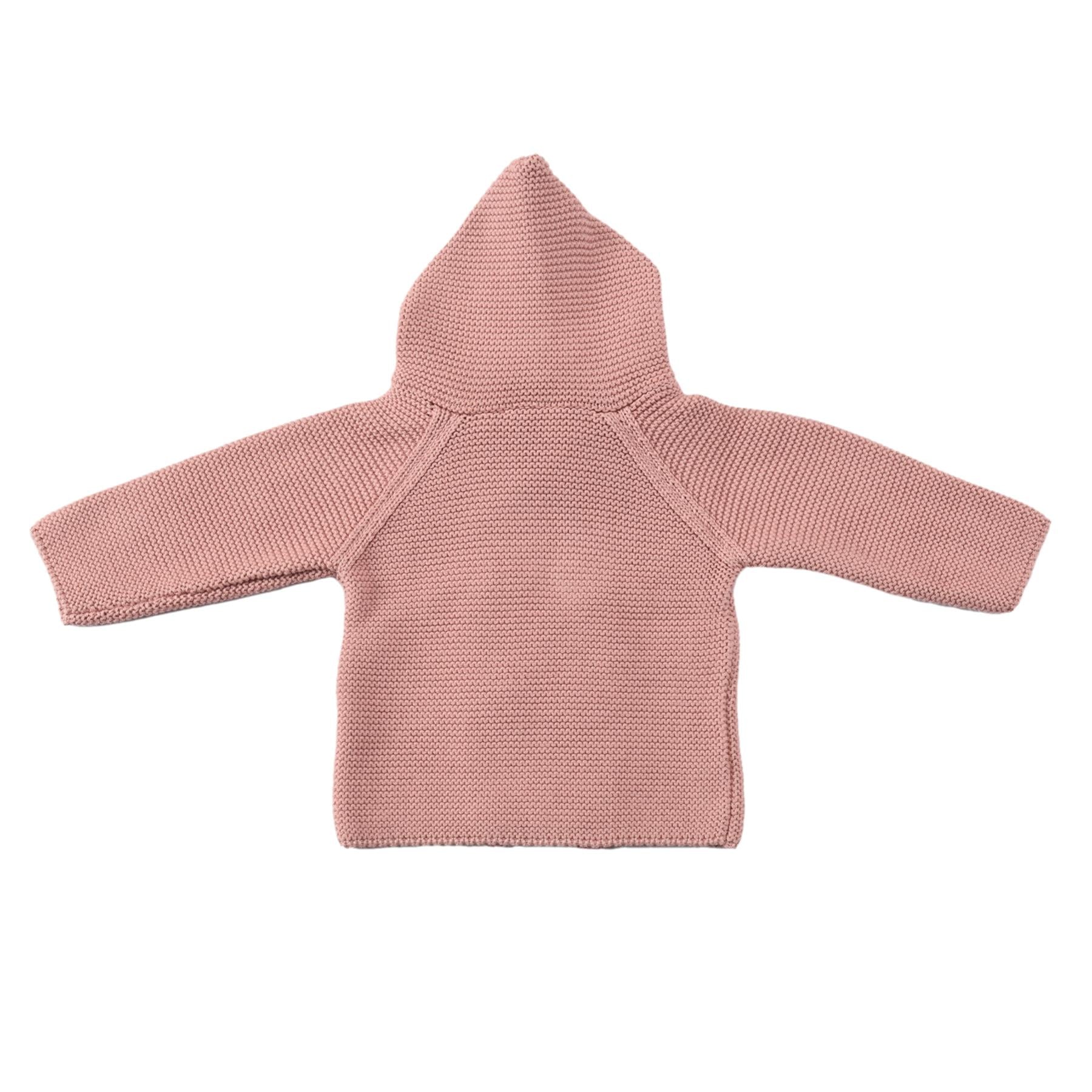 Double Breasted Hooded Organic Cotton Baby and Kids Cardigan Pink - EFENDINA PAZAR - BABOO - 8691810001190