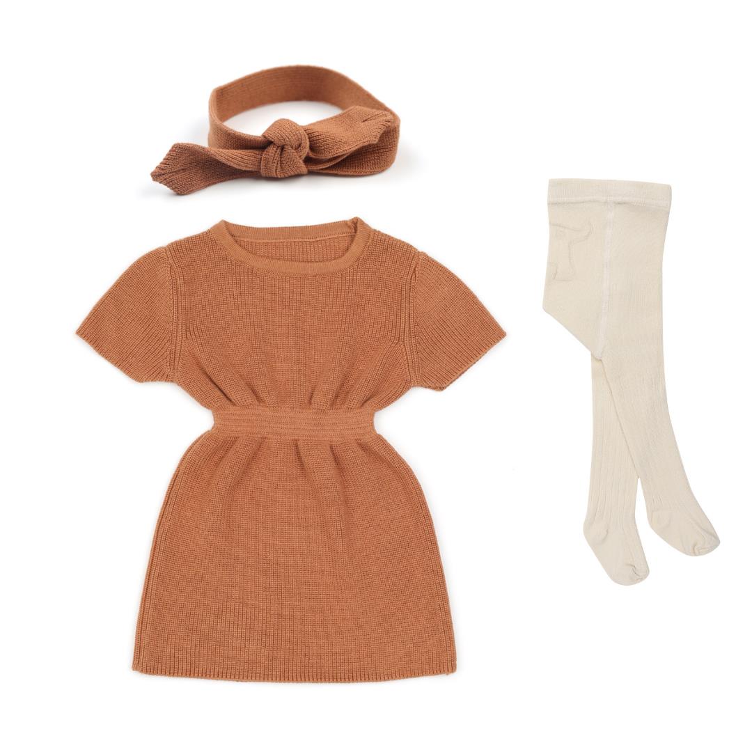 Dress Headband Pantyhose Gift Set Brown - EFENDINA PAZAR - BABOO - 8691810009578