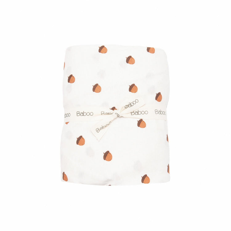 Elastic Patterned Organic Cotton Baby Bed Sheet Cream - EFENDINA PAZAR - BABOO - 8691810021785