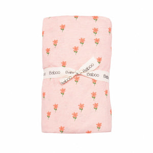 Elastic Patterned Organic Cotton Baby Bed Sheet Pink - EFENDINA PAZAR - BABOO - 8691810022195