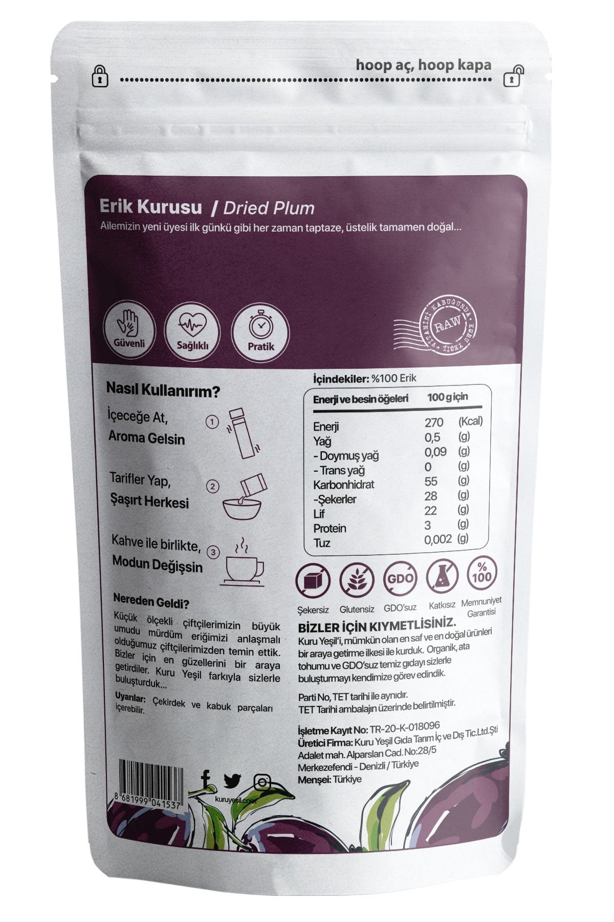 Kuru Yeşil Local Dried Plum 50 g