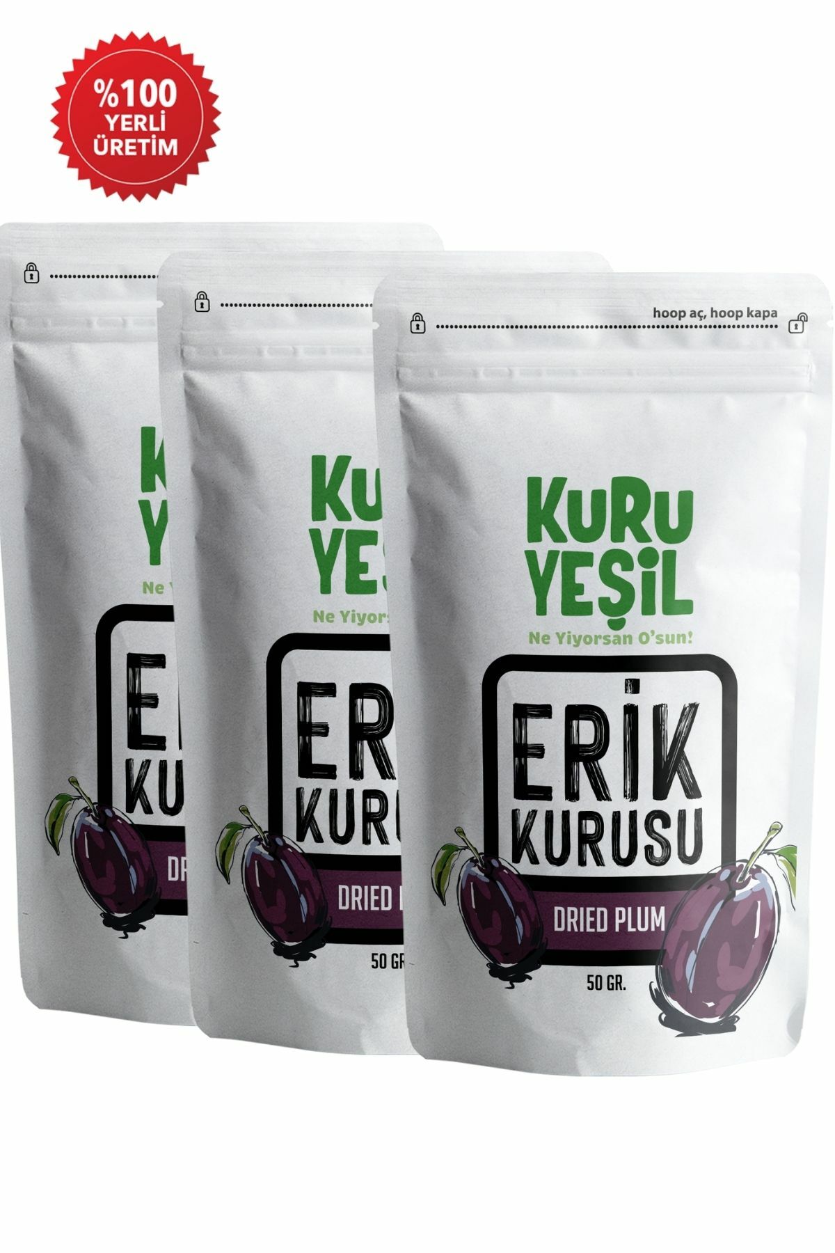 Kuru Yeşil New Season Dried Plum 3 pack 50 g