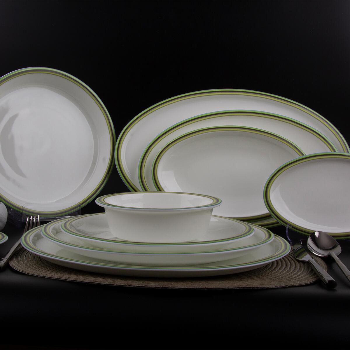 Evaliza Alaia Green 60 Piece Dinner Set for 12 Persons