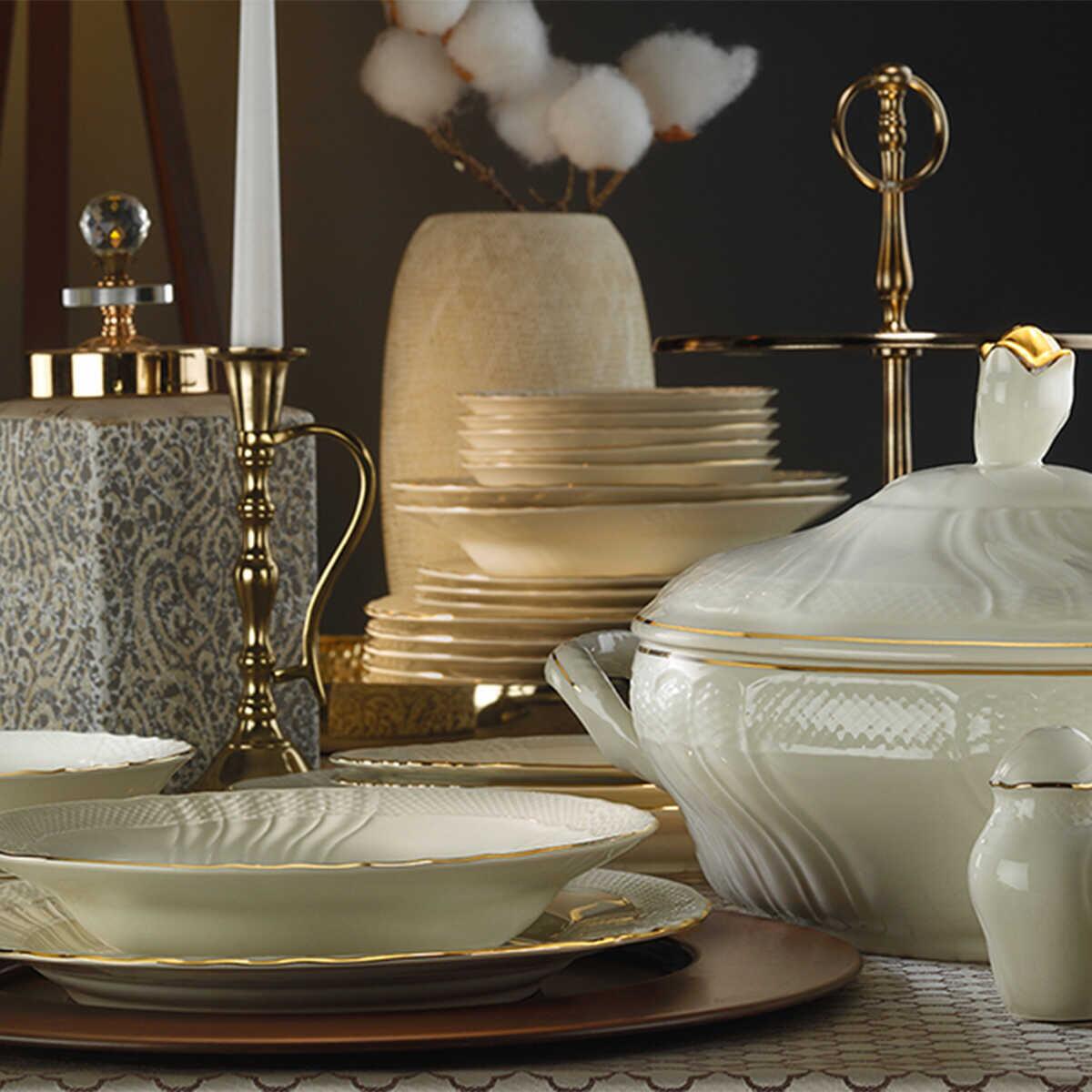 Evaliza Caserta Gold 101 Piece Dinner Set for 12 Persons