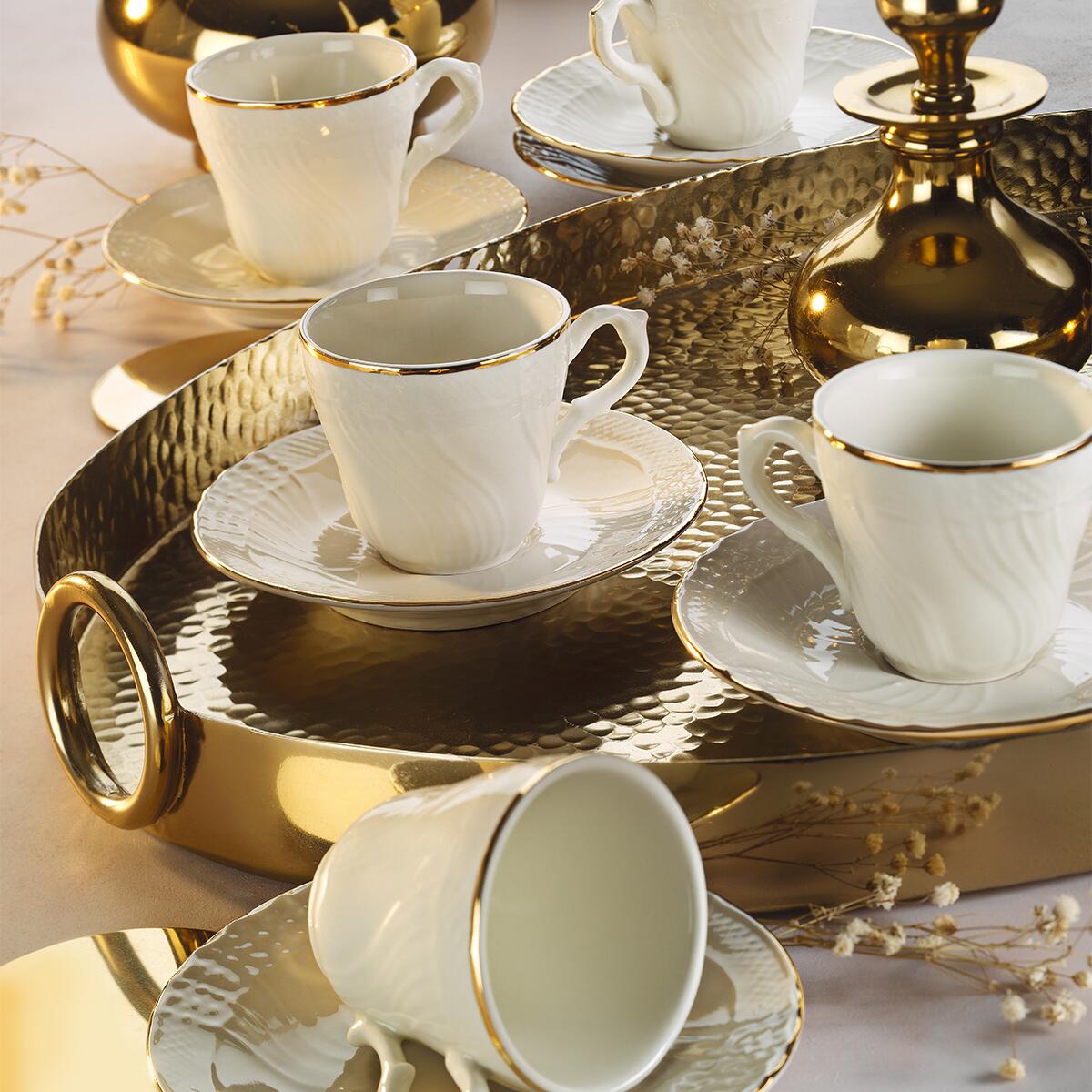 Evaliza Caserta Gold Set of 6 Coffee Cups