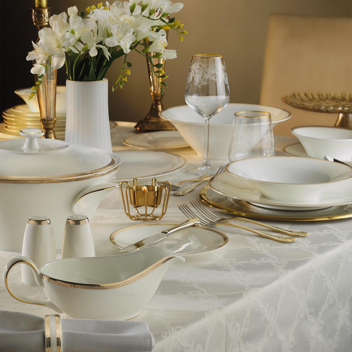 Evaliza Coupe Paisley Gold Dinner Set 101 Pieces