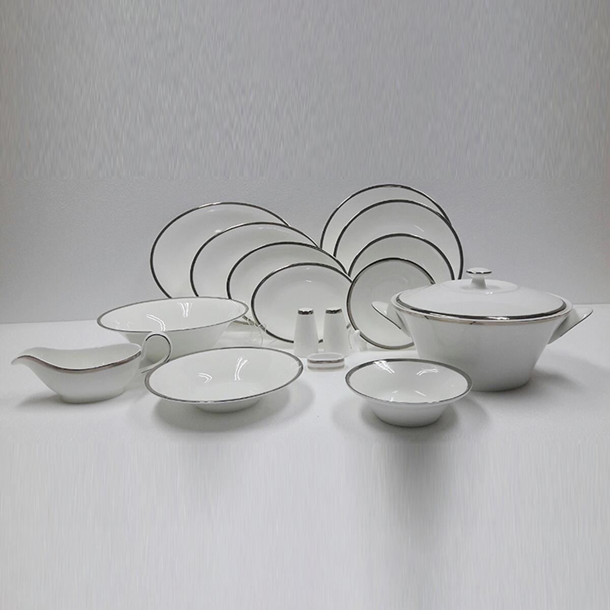 Evaliza Coupe Paisley Platinum 60 Piece Dinner Set for 12 Persons