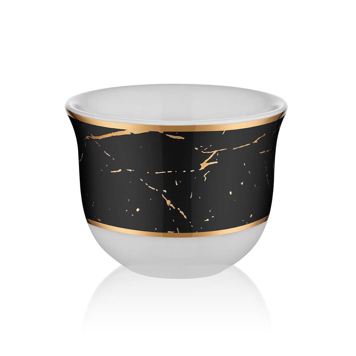 Evaliza Gawa Marble Matte Black Gold 6-Piece Coffee Set