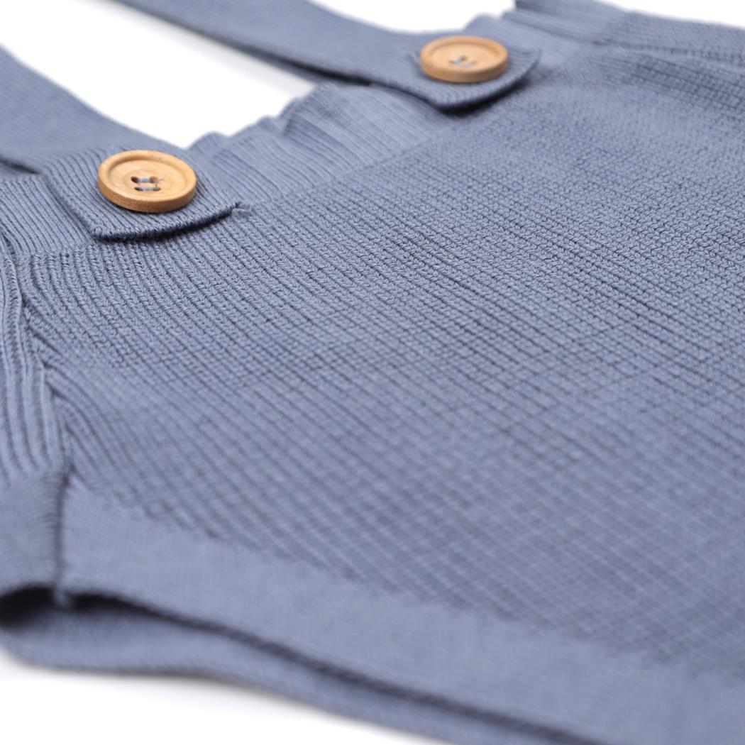 Frosted Organic Cotton Baby Knitted Jumpsuit Blue - EFENDINA PAZAR - BABOO - 8682291521154