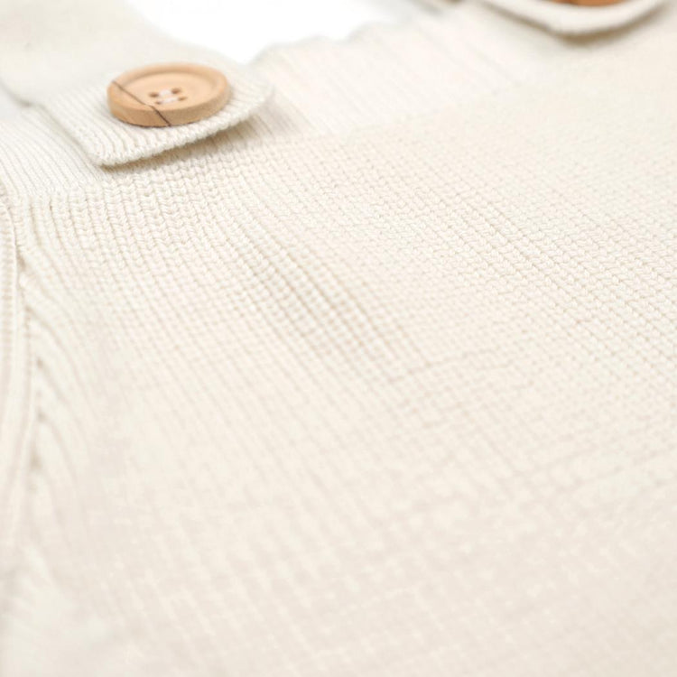 Frosted Organic Cotton Baby Knitted Jumpsuit Cream - EFENDINA PAZAR - BABOO - 8682291521185