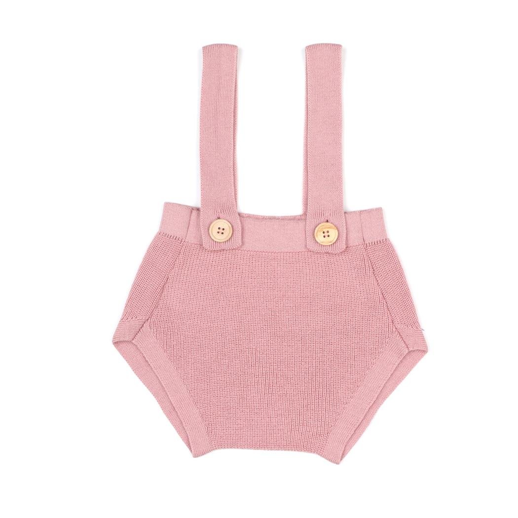 Frosted Organic Cotton Baby Knitted Jumpsuit Pink - EFENDINA PAZAR - BABOO - 8682291521093