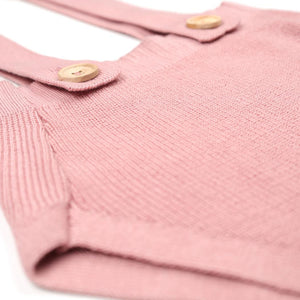 Frosted Organic Cotton Baby Knitted Jumpsuit Pink - EFENDINA PAZAR - BABOO - 8682291521093
