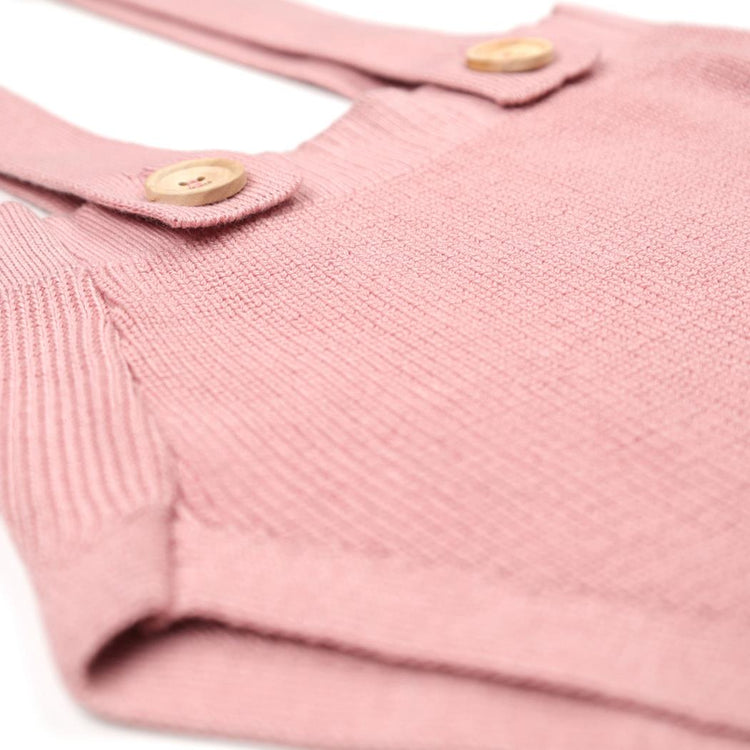 Frosted Organic Cotton Baby Knitted Jumpsuit Pink - EFENDINA PAZAR - BABOO - 8682291521093