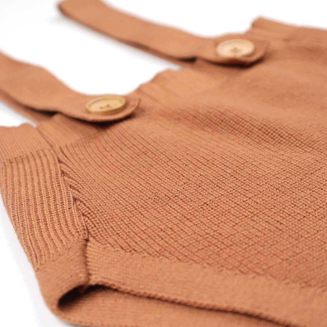 Frosted Organic Cotton Baby Knitted Rompers Brown - EFENDINA PAZAR - BABOO - 8682291521123