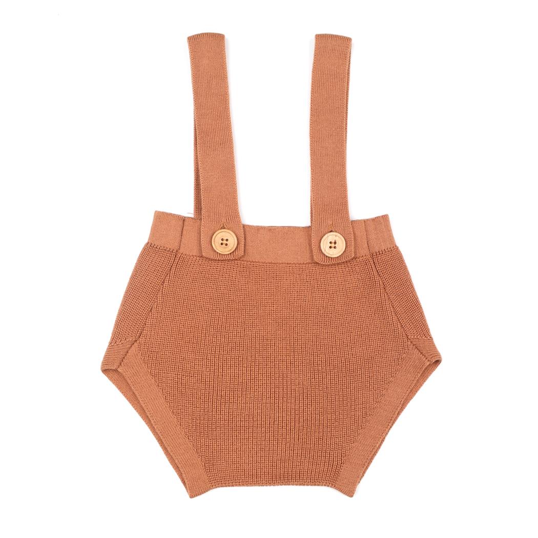 Frosted Organic Cotton Baby Knitted Rompers Brown - EFENDINA PAZAR - BABOO - 8682291521123