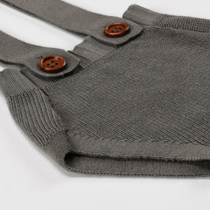 Frosted Organic Cotton Baby Knitted Rompers Gray - EFENDINA PAZAR - BABOO - 8691810001039
