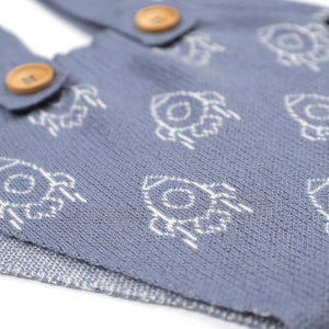 Frosted Patterned Organic Cotton Baby Knitted Jumpsuit Blue - EFENDINA PAZAR - BABOO - 8682291521024