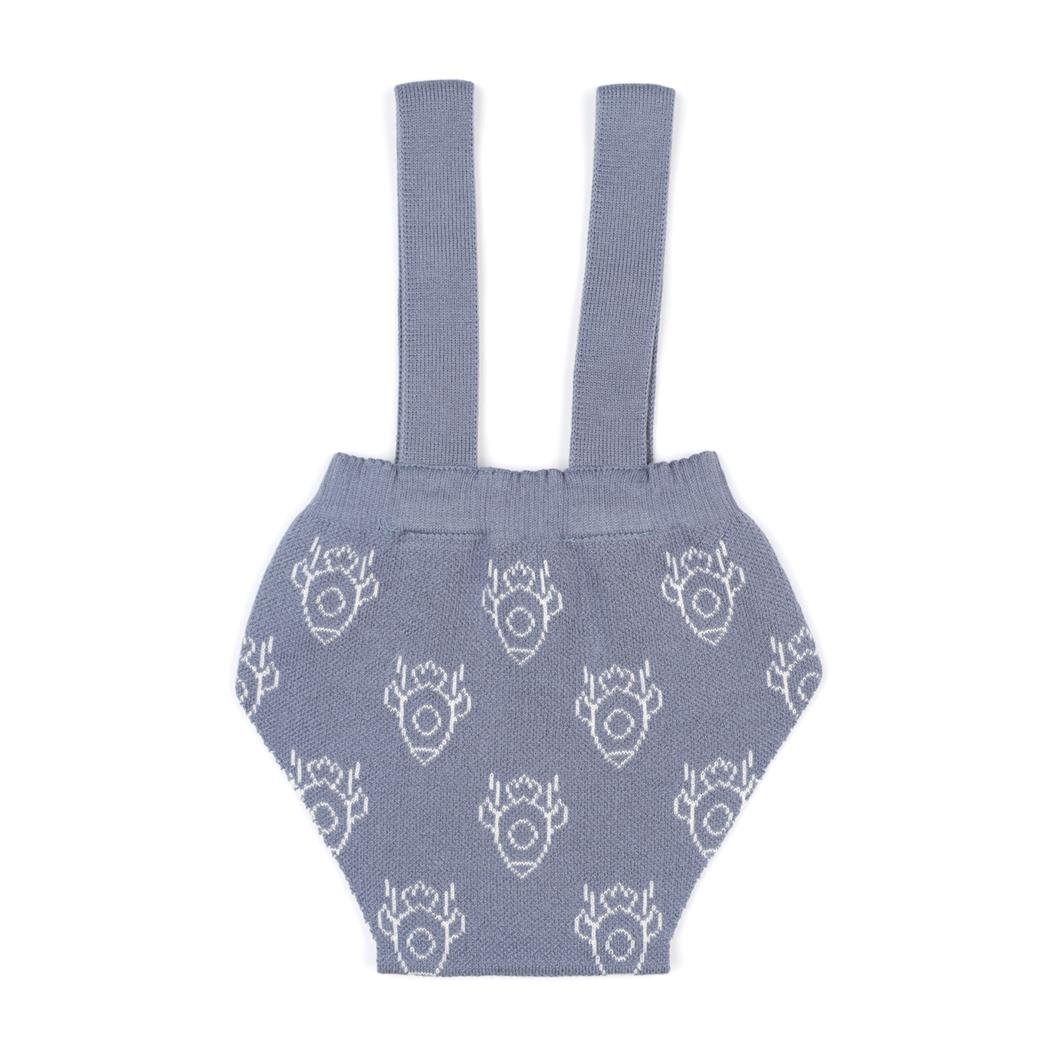 Frosted Patterned Organic Cotton Baby Knitted Jumpsuit Blue - EFENDINA PAZAR - BABOO - 8682291521024