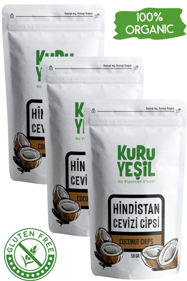 Kuru Yeşil Organic Coconut Chips 3 pack 150 g