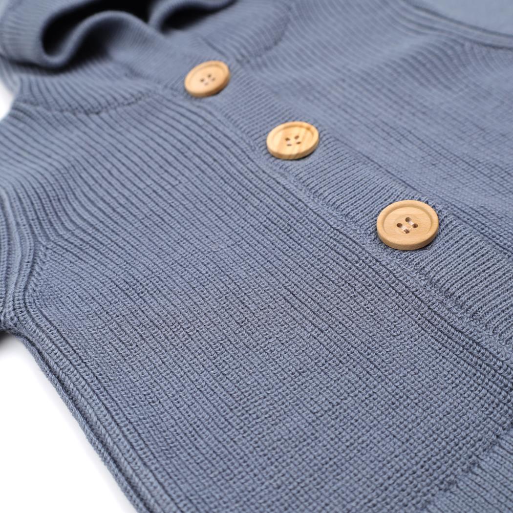 Hooded Organic Cotton Baby and Kids Cardigan Blue - EFENDINA PAZAR - BABOO - 8682291519465
