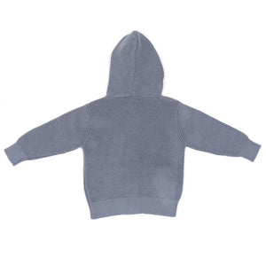 Hooded Organic Cotton Baby and Kids Cardigan Blue - EFENDINA PAZAR - BABOO - 8682291519465