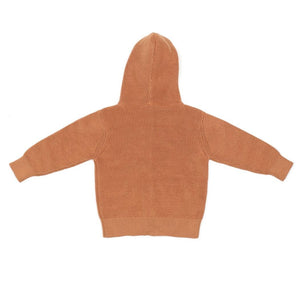 Hooded Organic Cotton Baby and Kids Cardigan Brown - EFENDINA PAZAR - BABOO - 8682291519410