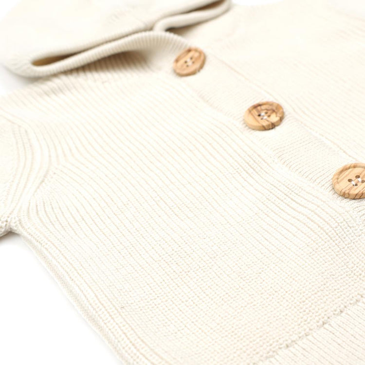 Hooded Organic Cotton Baby and Kids Cardigan Cream - EFENDINA PAZAR - BABOO - 8682291519519