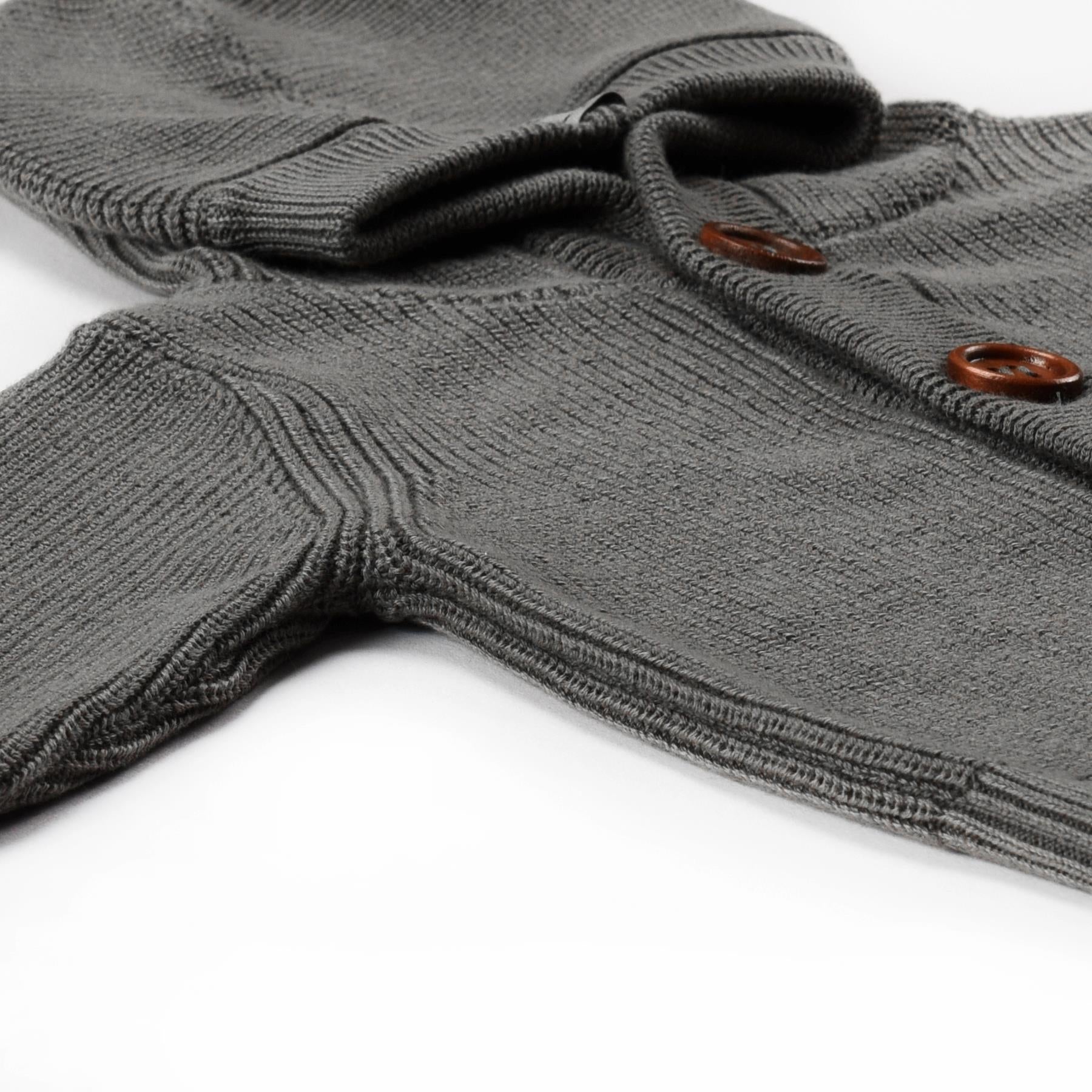 Hooded Organic Cotton Baby and Kids Cardigan Gray - EFENDINA PAZAR - BABOO - 8691810000742