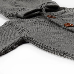 Hooded Organic Cotton Baby and Kids Cardigan Gray - EFENDINA PAZAR - BABOO - 8691810000742