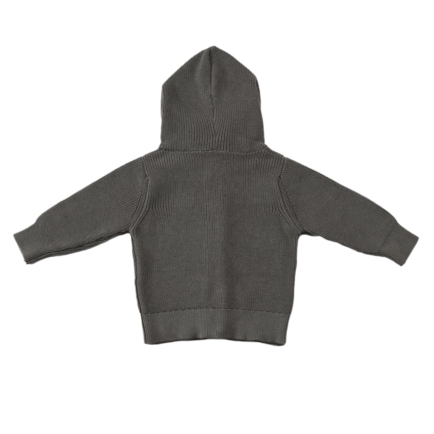 Hooded Organic Cotton Baby and Kids Cardigan Gray - EFENDINA PAZAR - BABOO - 8691810000742