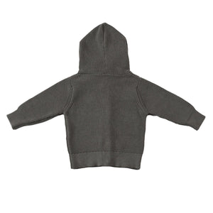 Hooded Organic Cotton Baby and Kids Cardigan Gray - EFENDINA PAZAR - BABOO - 8691810000742