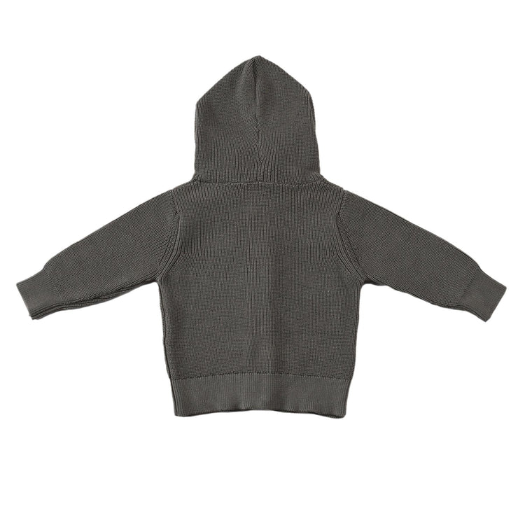 Hooded Organic Cotton Baby and Kids Cardigan Gray - EFENDINA PAZAR - BABOO - 8691810000742