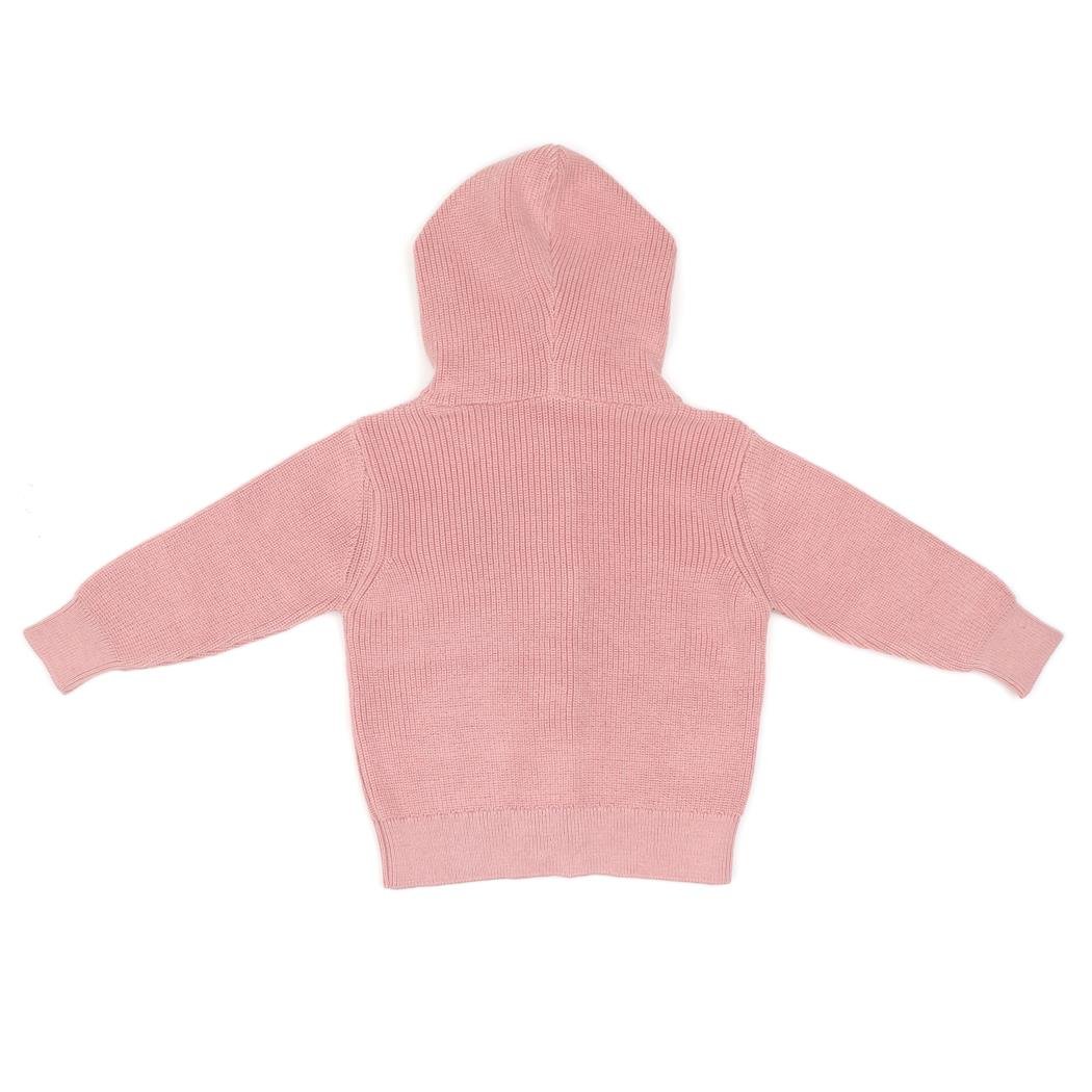 Hooded Organic Cotton Baby and Kids Cardigan Pink - EFENDINA PAZAR - BABOO - 8682291519366