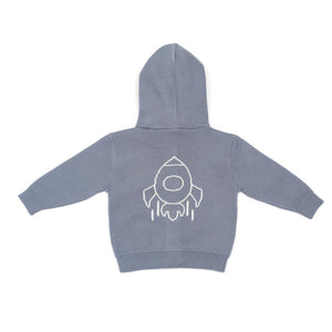 Hooded Patterned Organic Cotton Baby and Kids Cardigan Blue - EFENDINA PAZAR - BABOO - 8682291519670