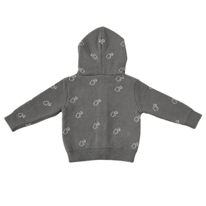 Hooded Patterned Organic Cotton Baby and Kids Cardigan Gray - EFENDINA PAZAR - BABOO - 8691810000698