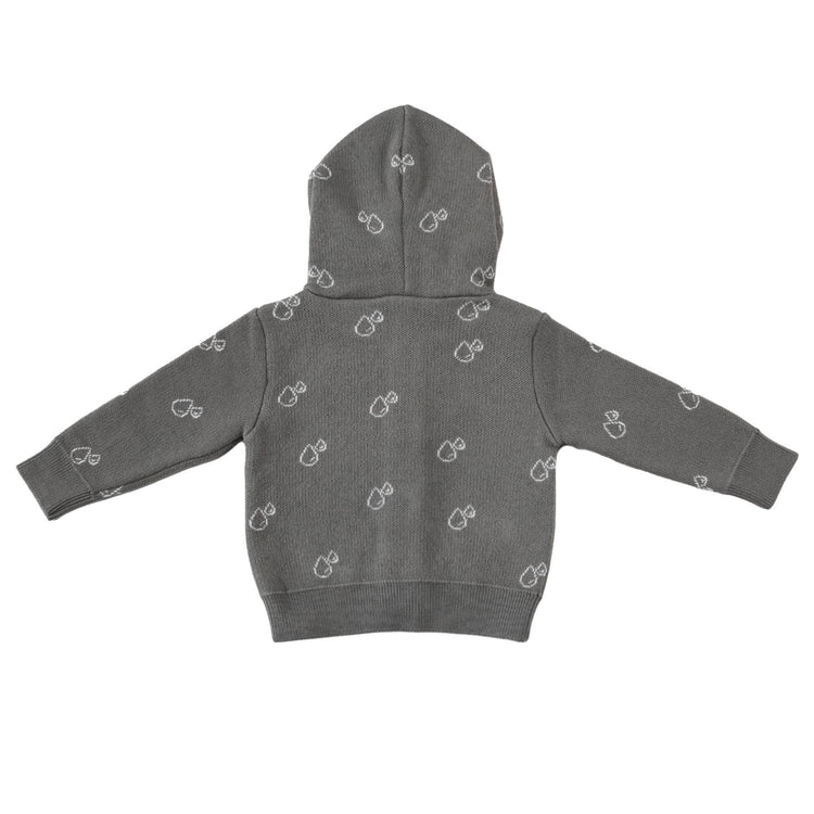 Hooded Patterned Organic Cotton Baby and Kids Cardigan Gray - EFENDINA PAZAR - BABOO - 8691810000698